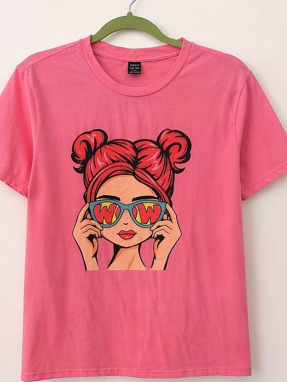 WOW Girl Pink Graphic Oversized Tshirt